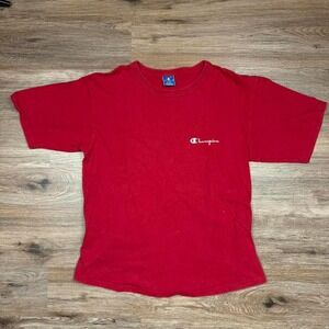 Vintage 80s red champion tee white logo made‎ in USA